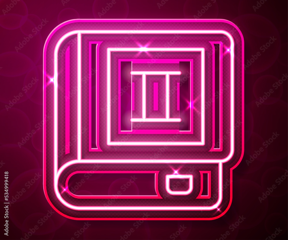 Glowing neon line Book icon isolated on red background. Second volume. Vector Glowing neon line Book icon isolated on red background. Second volume. Vector