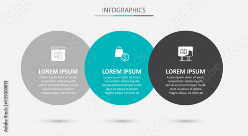 Set shopping bag and dollar, Advertising and . Business infographic template. Vector