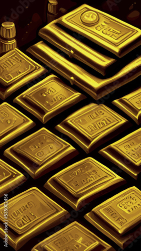 Golden bars in trendy flat style, business and finance concept vector illustration, EPS10, UI, color simple graphic design.