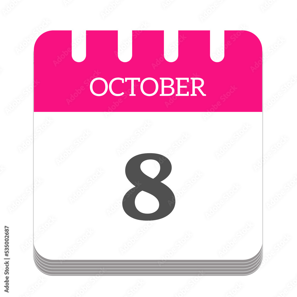 October 8 calendar flat icon October 8 calendar flat icon