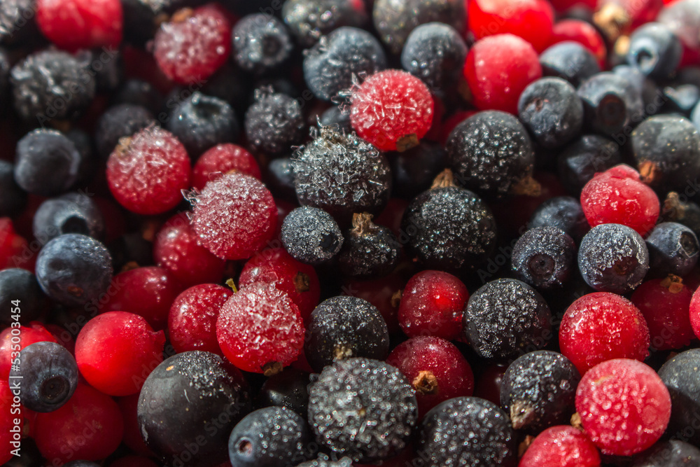 Frozen berries. Frozen blueberry, black currant and red currant. Preserved food. Natural antioxidant. Summer vitamin. Healthy food. Frozen food concept. Fresh iced berries. Frozen berries. Frozen blueberry, black currant and red currant. Preserved food. Natural antioxidant. Summer vitamin. Healthy food. Frozen food concept. Fresh iced berries.