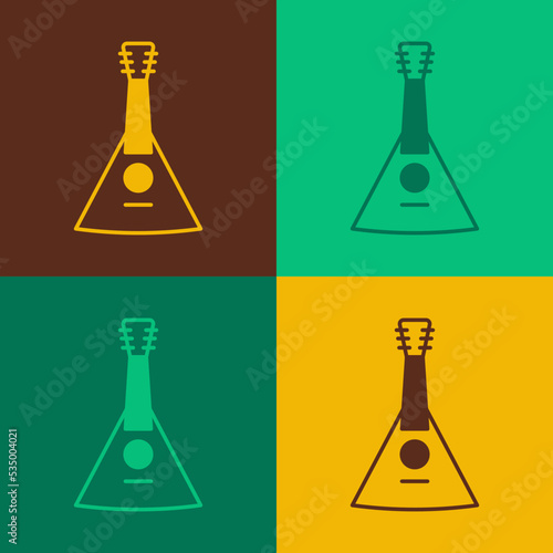 Pop art Musical instrument balalaika icon isolated on color background. Vector