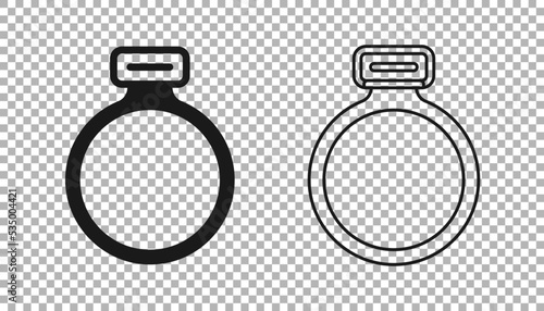 Black Fantasy magic stone ring with gem icon isolated on transparent background. Vector