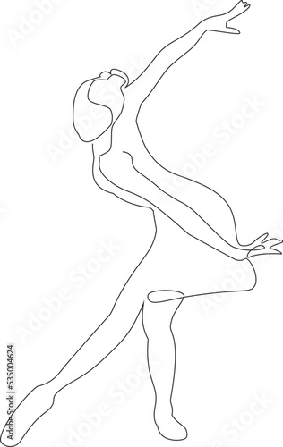 Ballet dancer in continuous line art drawing style. Ballerina black line sketch on white background. illustration 