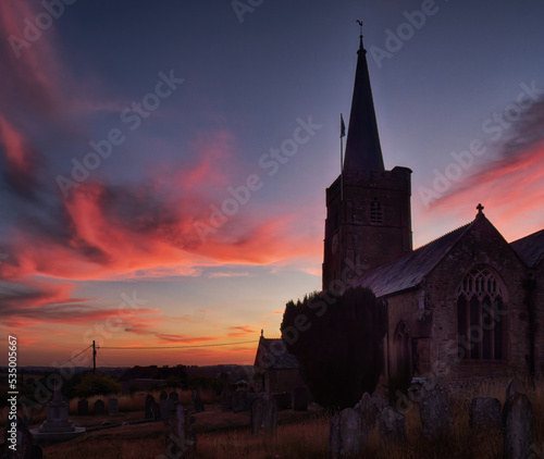 Hatherleigh church, in Devon, UK. Evening. photo