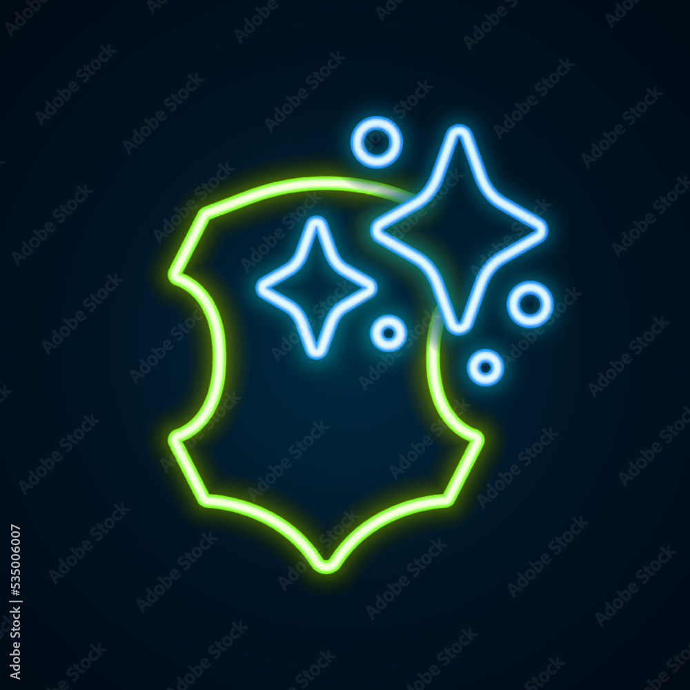 Glowing neon line Leather icon isolated on black background. Colorful outline concept. Vector Glowing neon line Leather icon isolated on black background. Colorful outline concept. Vector