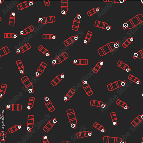 Line Aqualung icon isolated seamless pattern on black background. Oxygen tank for diver. Diving equipment. Extreme sport. Diving underwater equipment. Vector