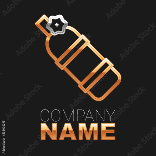 Line Aqualung icon isolated on black background. Oxygen tank for diver. Diving equipment. Extreme sport. Diving underwater equipment. Colorful outline concept. Vector