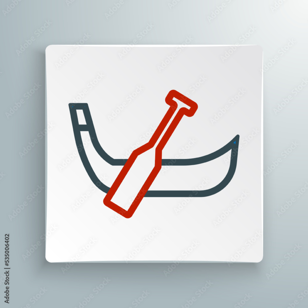 Line Gondola boat italy venice icon isolated on white background. Tourism rowing transport romantic. Colorful outline concept. Vector Line Gondola boat italy venice icon isolated on white background. Tourism rowing transport romantic. Colorful outline concept. Vector