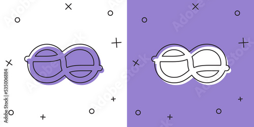 Set Nautical rope knots icon isolated on white and purple background. Rope tied in a knot. Vector