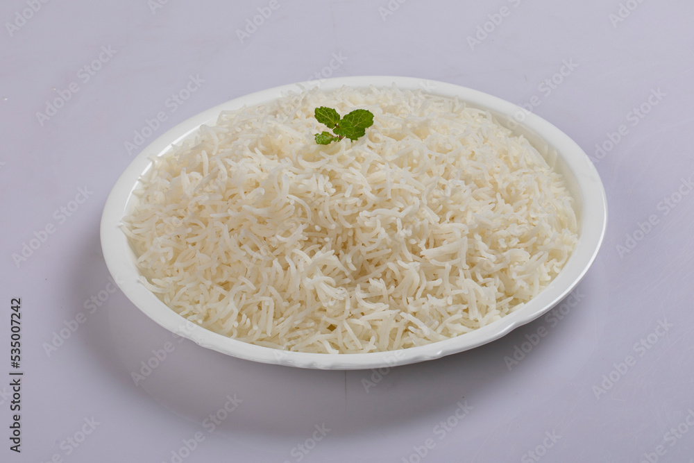 Stemmed rice with small onions and dried salt chilies and achar Stemmed rice with small onions and dried salt chilies and achar