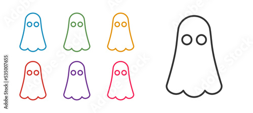Set line Ghost icon isolated on white background. Happy Halloween party. Set icons colorful. Vector