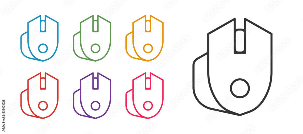 Set line Computer mouse gaming icon isolated on white background. Optical with wheel symbol. Set icons colorful. Vector Set line Computer mouse gaming icon isolated on white background. Optical with wheel symbol. Set icons colorful. Vector