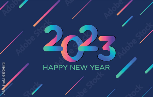 Happy New Year 2023 Greeting Luxury and Elegant Gradient Design. Vector illustration of 2023 or twenty twenty three logo numbers