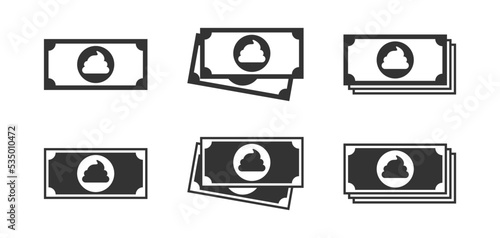 Money icon wth shit sign. Cash with shit. Vector illustration.