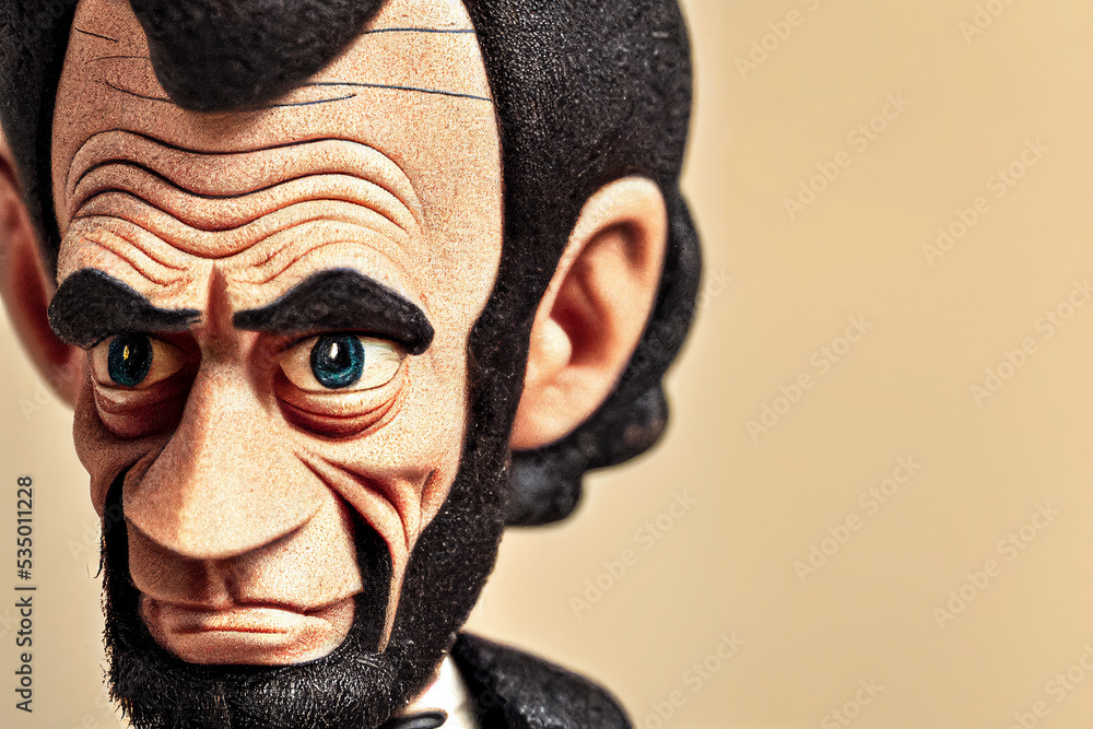 3D Rendered portraits of Abraham Lincoln wool felt dolls, cartoon cute historical figures, can be used for education, cultural commentary, and magazine reports. 3D Rendered portraits of Abraham Lincoln wool felt dolls, cartoon cute historical figures, can be used for education, cultural commentary, and magazine reports.
