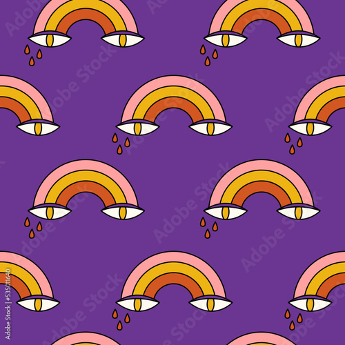 Halloween seamless pattern. Creepy and scary background. Retro doodle halloween background.