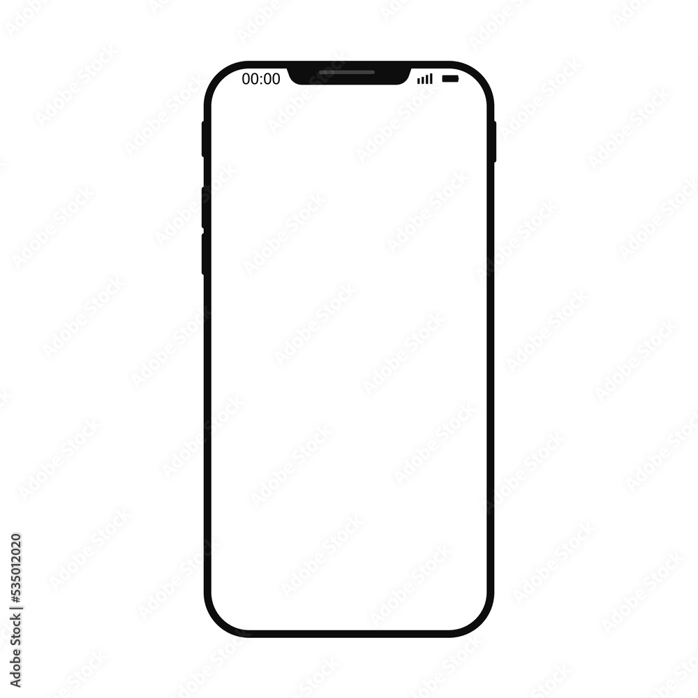 Realistic smartphone frame with blank screen. Mobile device UI UX mockup for precentation template on white background. Vector illustration. EPS 10 Realistic smartphone frame with blank screen. Mobile device UI UX mockup for precentation template on white background. Vector illustration. EPS 10