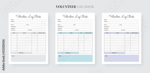 Volunteer Log Book, Volunteering Journal Notebook
