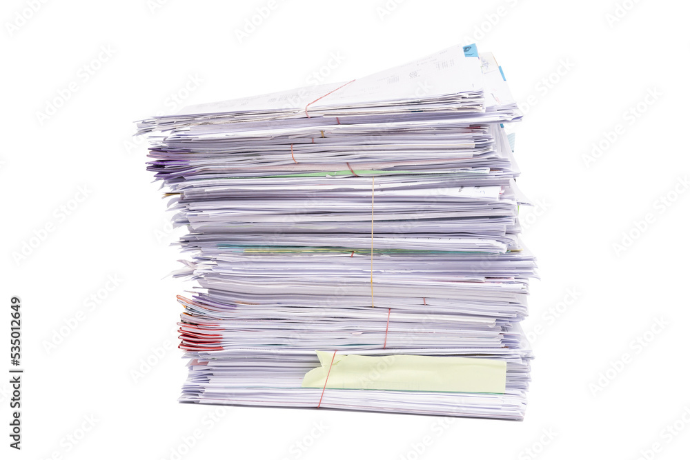 Stack of business documents papers isolated on white background Stack of business documents papers isolated on white background