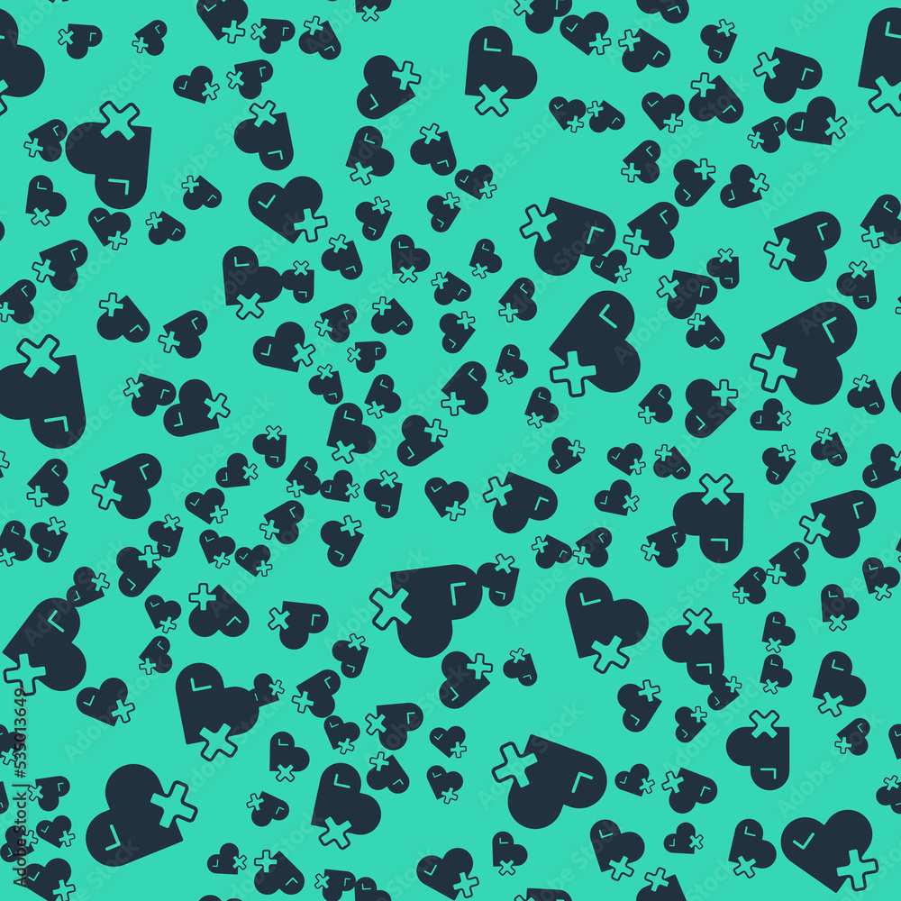 Black Heart rate icon isolated seamless pattern on green background. Heartbeat sign. Heart pulse icon. Cardiogram icon. Vector Black Heart rate icon isolated seamless pattern on green background. Heartbeat sign. Heart pulse icon. Cardiogram icon. Vector