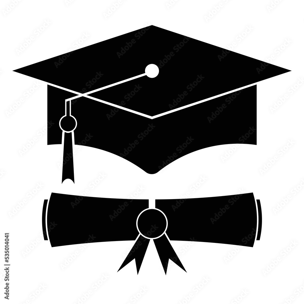 Student graduation hat isolated on white background. Square academic ...