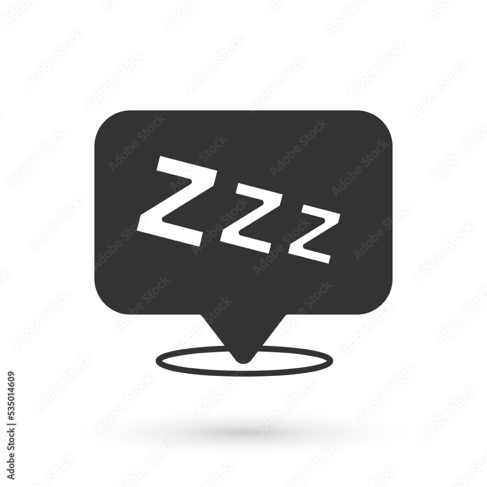 Grey Sleepy icon isolated on white background. Sleepy zzz talk bubble. Vector Grey Sleepy icon isolated on white background. Sleepy zzz talk bubble. Vector