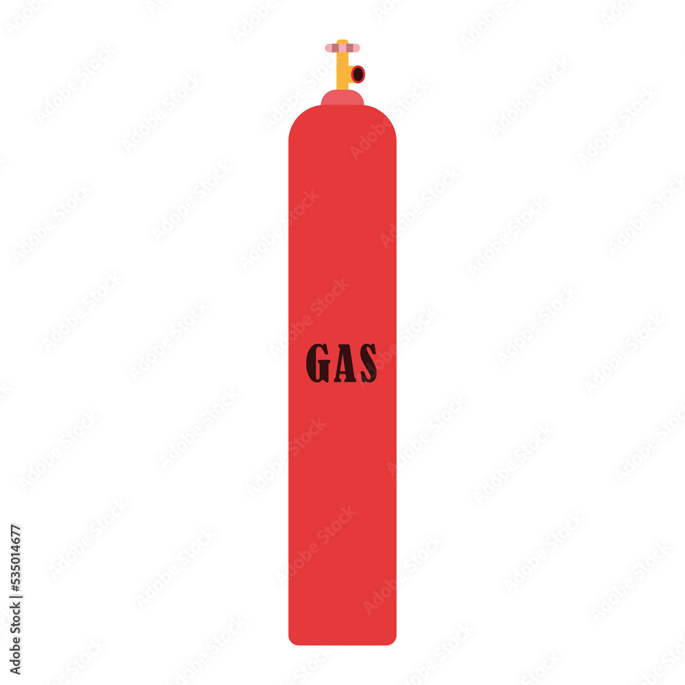 Red long gas bottle icon isolated on white background. Deficit in the