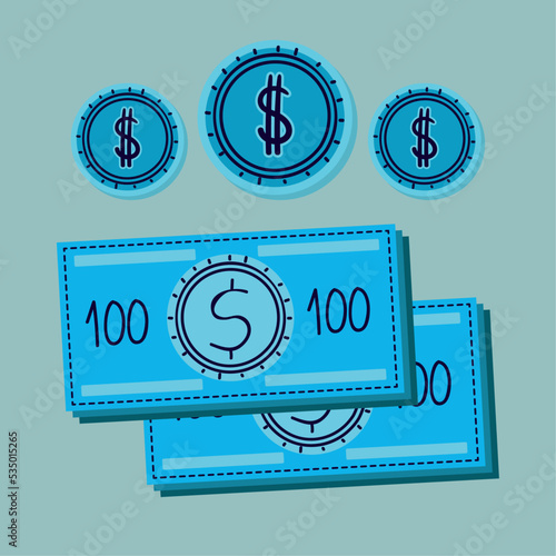 dollar money coins and banknotes