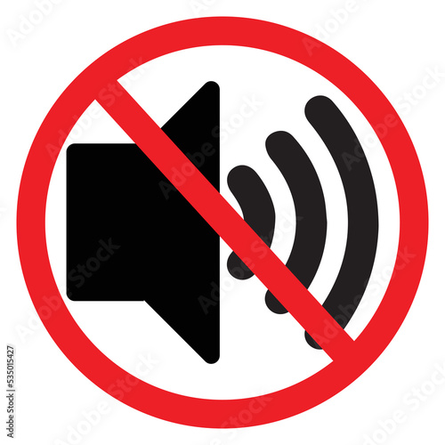 vector sign of prohibition of a volumesound.do not alloweed sound,stop volume sign isolated,forbidden sound sign.