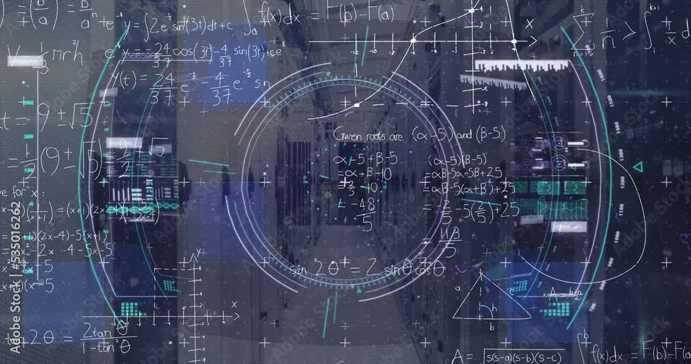 Animation of viewfinder and math formulas over servers Animation of viewfinder and math formulas over servers