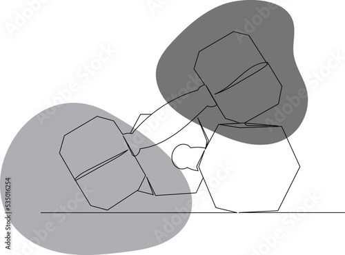 dumbbells drawing by one continuous line, isolated vector