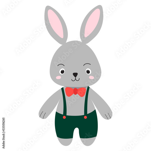rabbit hare cartoon on white background, isolated vector