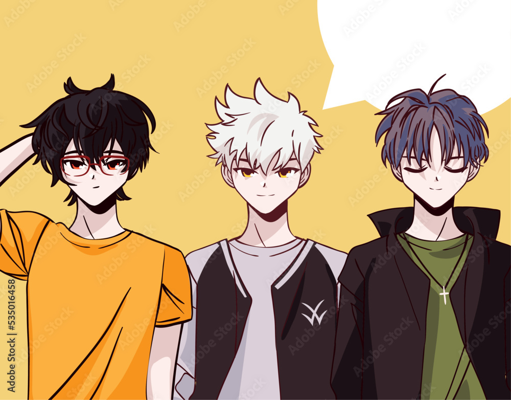 Obraz premium anime teenagers men