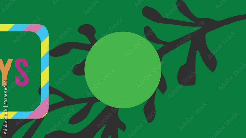 Animation of school days text over circle and plant on green background Animation of school days text over circle and plant on green background