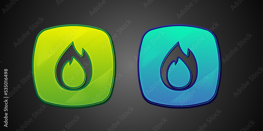 Green and blue Fire flame icon isolated on black background. Vector Green and blue Fire flame icon isolated on black background. Vector