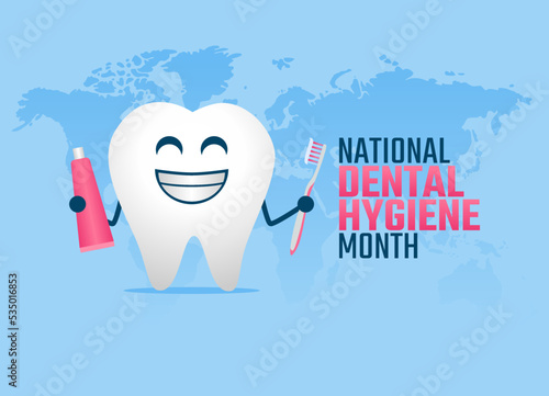 vector graphic of national dental hygiene day good for national dental hygiene day celebration. flat design. flyer design.flat illustration.