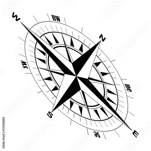Creative vector illustration of wind rose magnetic compass isolated on transparent background. Art design for global travel, tourism, exploration. Concept graphic element for navigation, orientationCr