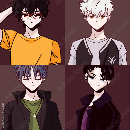set of anime men