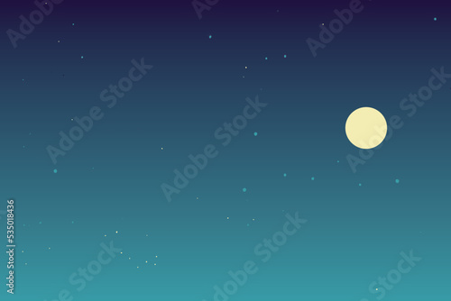 Minimal sky vector landscape with moon and mountains.