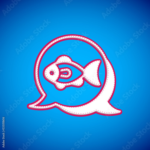 White Fish icon isolated on blue background. Vector