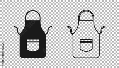 Black Blacksmith apron icon isolated on transparent background. Protective clothing and tool worker. Vector