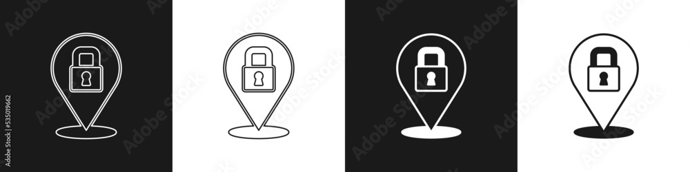 Set Lock icon isolated on black and white background. Padlock sign. Security, safety, protection, privacy concept. Vector Set Lock icon isolated on black and white background. Padlock sign. Security, safety, protection, privacy concept. Vector