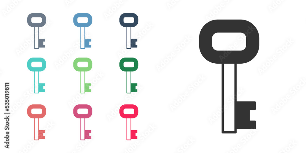 Black Old key icon isolated on white background. Set icons colorful. Vector Black Old key icon isolated on white background. Set icons colorful. Vector