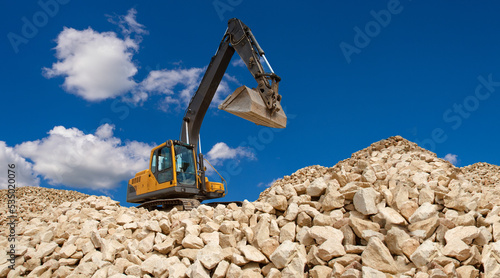 Stone mining. Excavator amo...