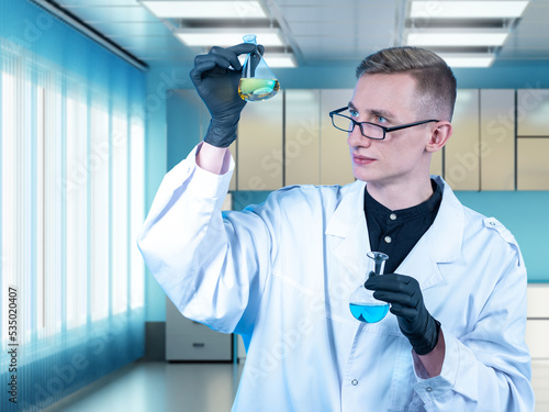 Man in medical laboratory. ...