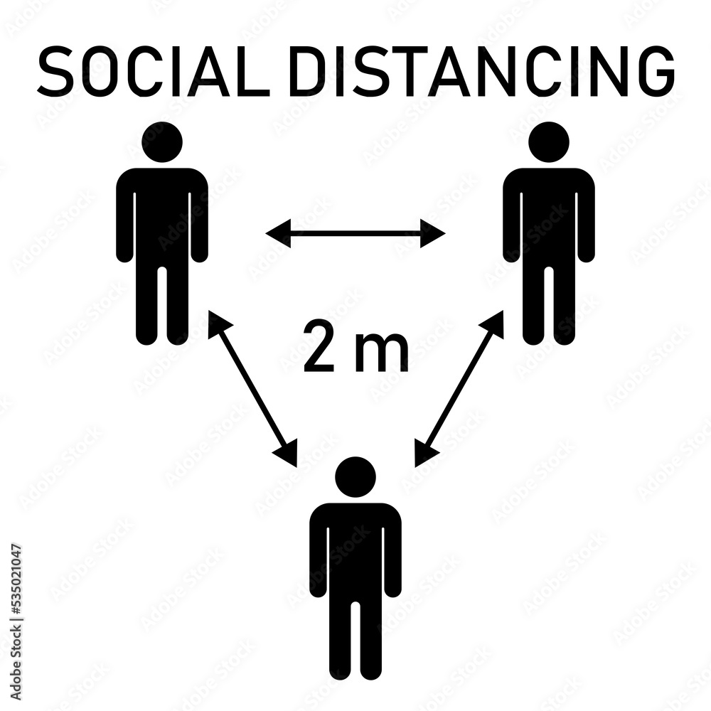 Social distancing icon. Keep a distance of 2 meters. Protection from the coronavirus epidemic. Vector illustration Social distancing icon. Keep a distance of 2 meters. Protection from the coronavirus epidemic. Vector illustration