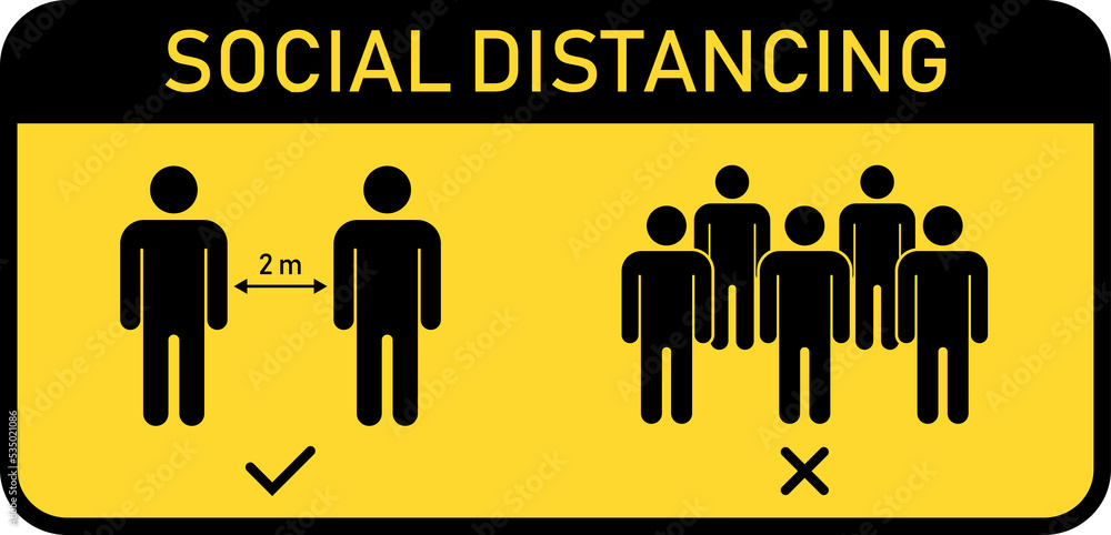 Social distancing. Keep a distance of 2 meters. Protection from the coronavirus epidemic. Vector illustration