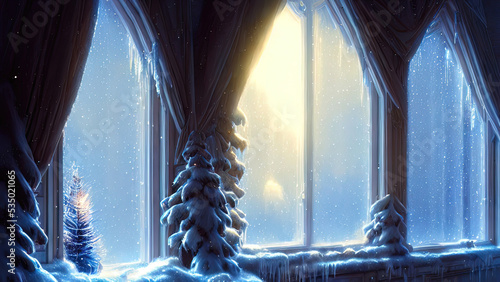 Large panoramic frozen wint...