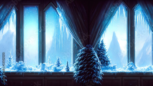 Large panoramic frozen wint...